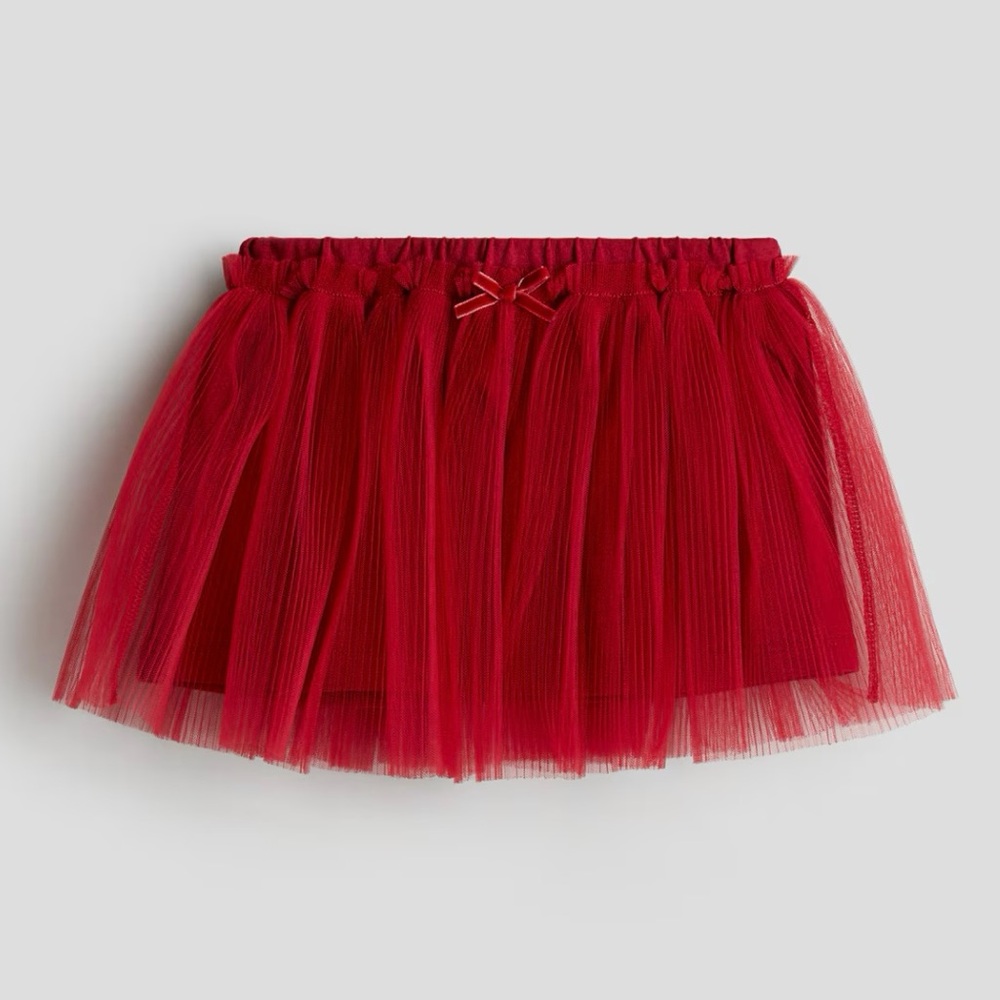 H&M PLISSÉ Red Tulle Skirt